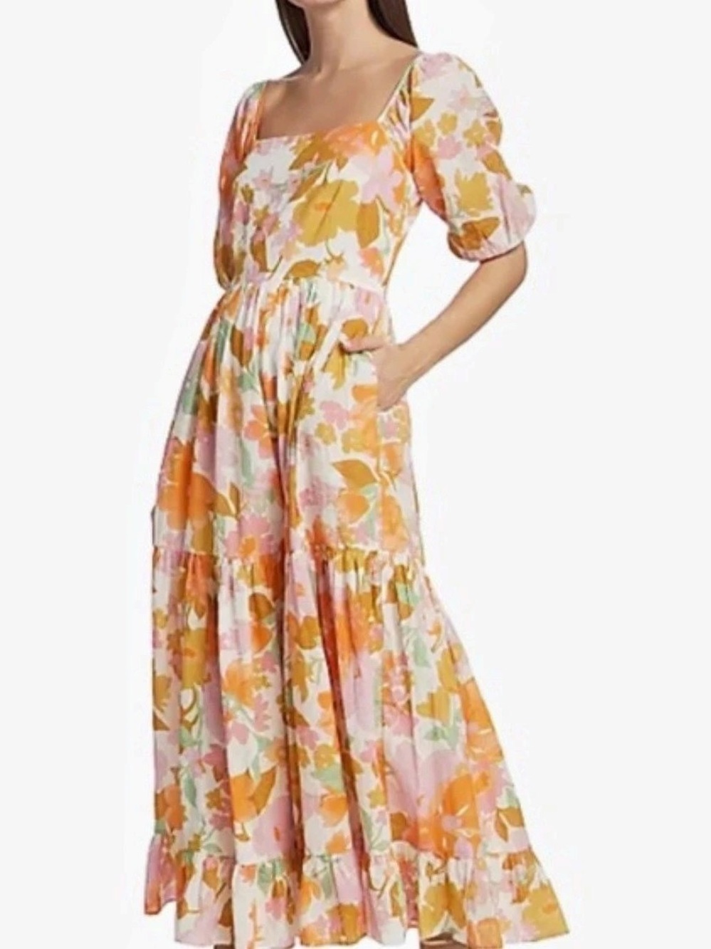 Mille Floral Maxi Dress in Orange & Pink Size Small
